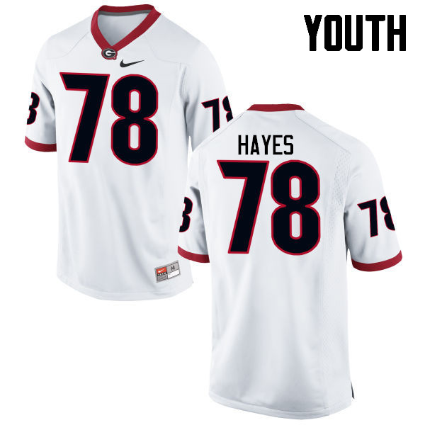 Youth Georgia Bulldogs #78 DMarcus Hayes College Football Jerseys-White - Click Image to Close